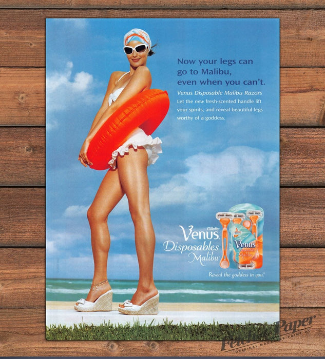 Gillette Venus Malibu Razor Legs Wedges Orange Float Print Ad 2007 2000s