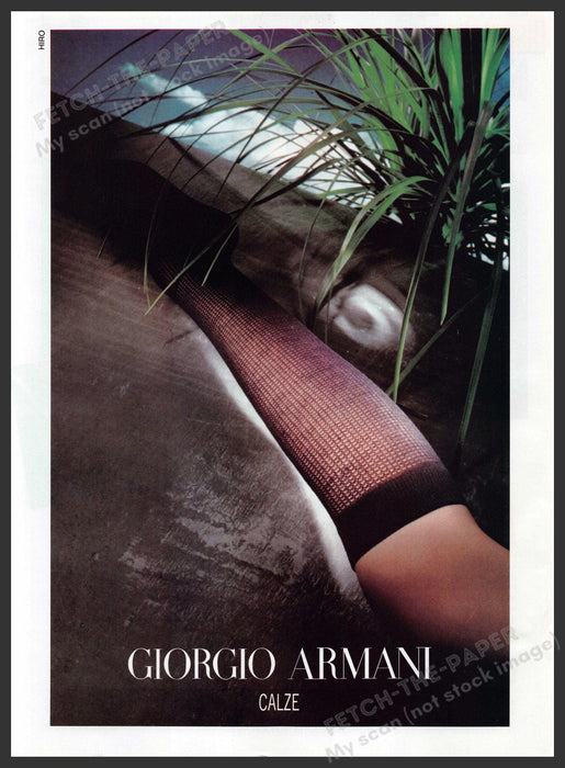 Giorgio Armani Calze 1990s Print Advertisement 1994 Leg Knee High Stocking Fetch-the-Paper