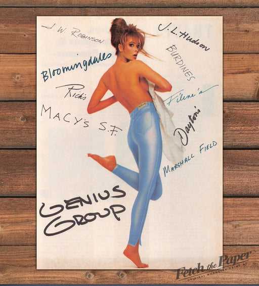 Girl Blue Leggings Bare Back Towel Updo Bare Feet Magazine Photo 1985 1980s