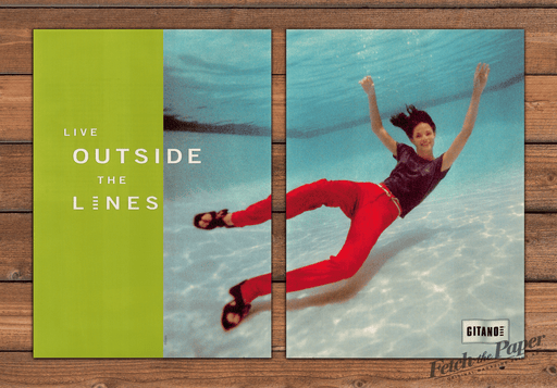 Gitano Live Outside the Lines Underwater Red Pants Print Ad 1997 1990s (2pgs)
