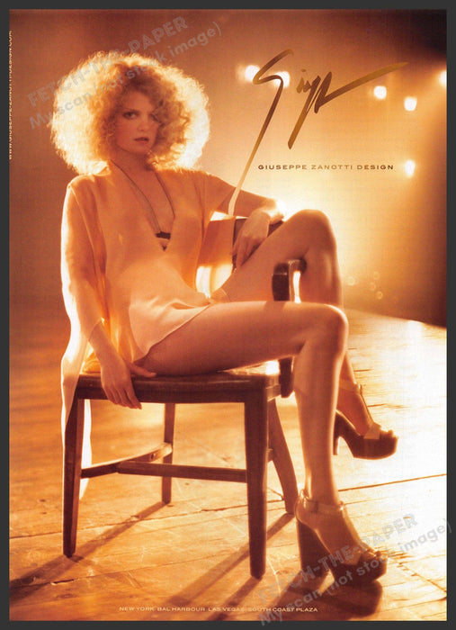 Giuseppe Zanotti  2000s Print Advertisement Ad 2006 Chair Stage Legs Model Giuseppe Zanotti