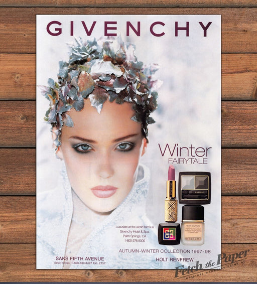 Givenchy Winter Fairytale Silver Leaf Headpiece Makeup Print Ad 1997 1990s