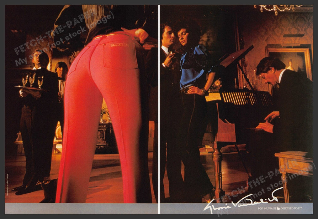 Gloria Vanderbilt Jeans 1980s Print Advertisement Ad (2 pages) 1982 Backside Fetch the Paper!