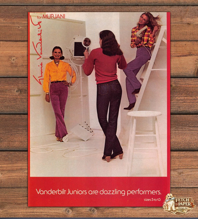 Gloria Vanderbilt Murjani Jeans Photo Shoot Studio Juniors Print Ad 1979 1970s