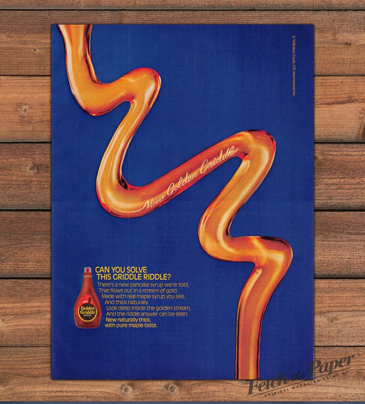 Golden Griddle Pancake Syrup 1980s Print Advertisement Ad 1986