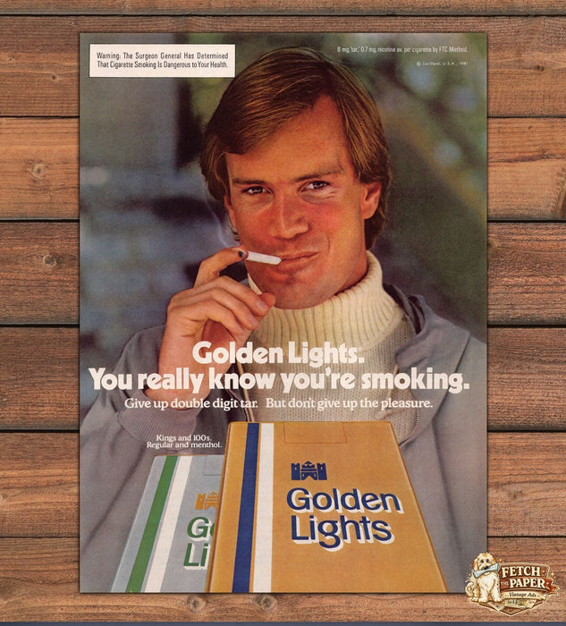 Golden Lights Cigarettes You Really Know Youre Smoking Print Ad 1981 1980s