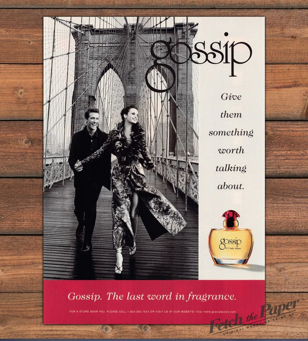 Gossip by Cindy Adams Perfume Brooklyn Bridge Romantic Run Print Ad 1998 1990s