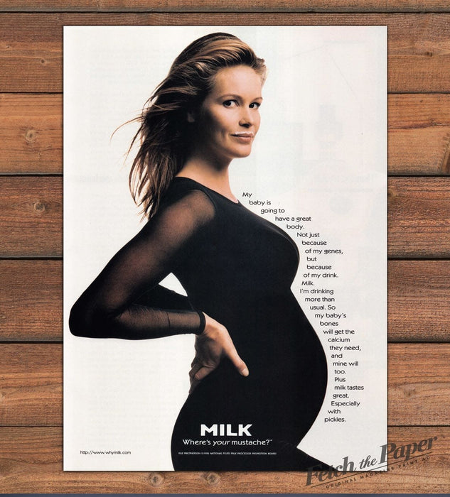 Got Milk? Elle MacPherson 1990s Print Advertisement Ad 1998 Pregnant Super Model