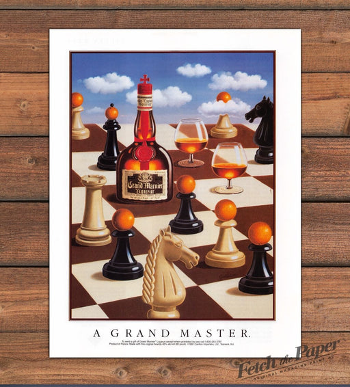 Grand Marnier "A Grand Master" Surreal Chess Pieces Print Ad 1992 1990s