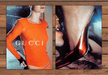 Gucci Orange Bodysuit Stiletto Heel 1 Page (Front/Back) Print Ad 1997 1990s