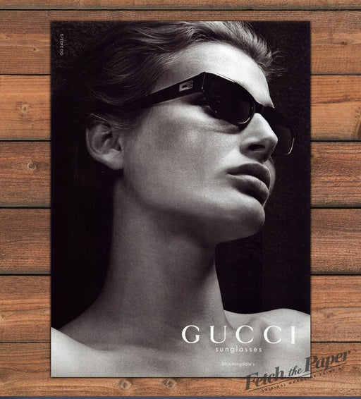 Gucci Sunglasses Black & White Model Profile Print Ad 1998 1990s