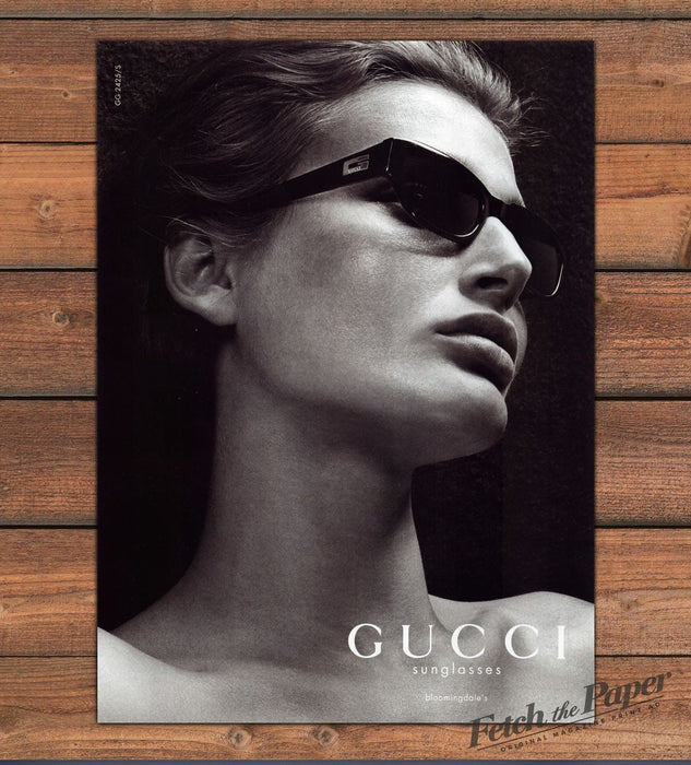 Gucci Sunglasses Black & White Model Profile Print Ad 1998 1990s