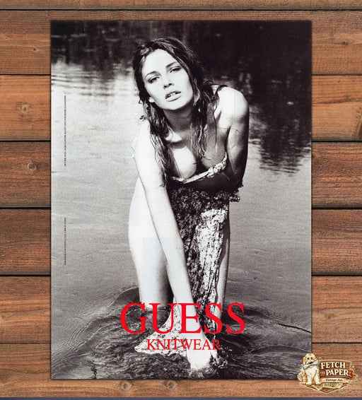 Guess 1990s Print Advertisement 1994 Innerwear Water Bare Model