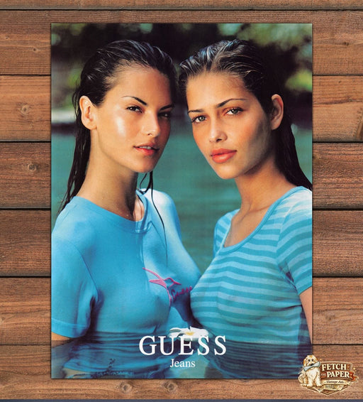 Guess 2000s Print Advertisement 2000 Jeans Models Wet Water