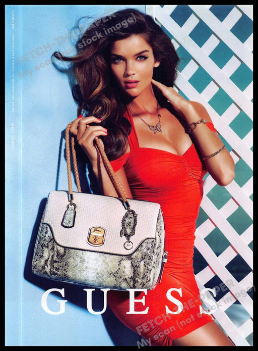Guess 2010s Magazine Print Advertisement 2013 Handbag Legs Red Dress