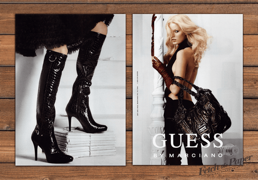 Guess By Marciano Glamorous Sultry Boots Handbag Legs Print Ad 2008 2000s (2pgs)