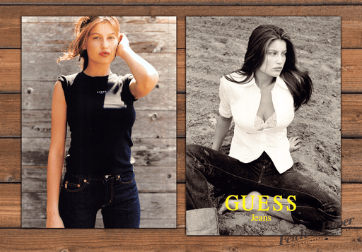 Guess Jeans Laetitia Casta 1 Page (Front/Back) Beach Print Ad 1998 1990s