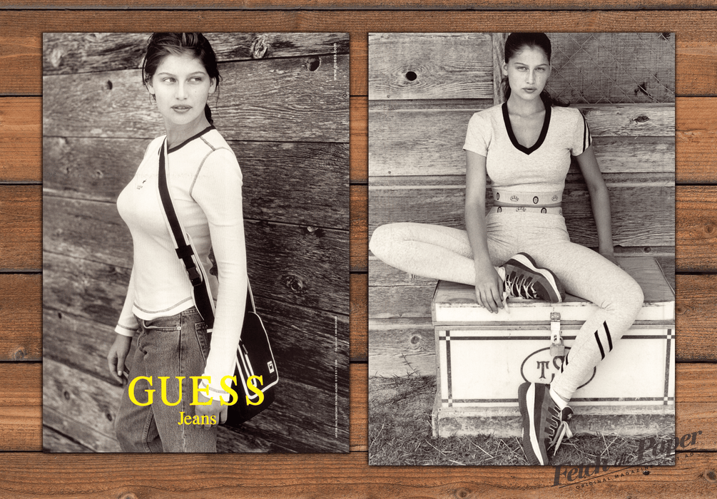 Guess Jeans Laetitia Casta 1 Page (Front/Back) Trunk Print Ad 1998 1990s
