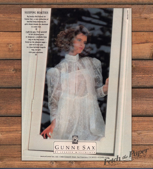 Gunne Sax Jessica McClintock Sleeping Beauties Lace Gown Print Ad 1985 1980s