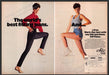 h.i.s. Chic Jeans 1980s Print Advertisement (2 page) 1984 Legs Work-out Fetch-the-Paper