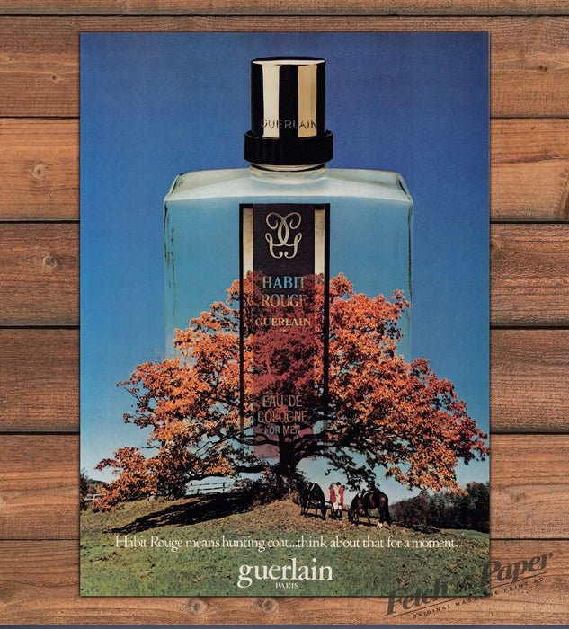 Habit Rouge Guerlain 1980s Print Advertisement Ad 1980 (See Description)