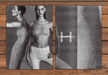 Halston Models in Beaded Dresses Black and White Print Ad 1998 1990s (2pgs)