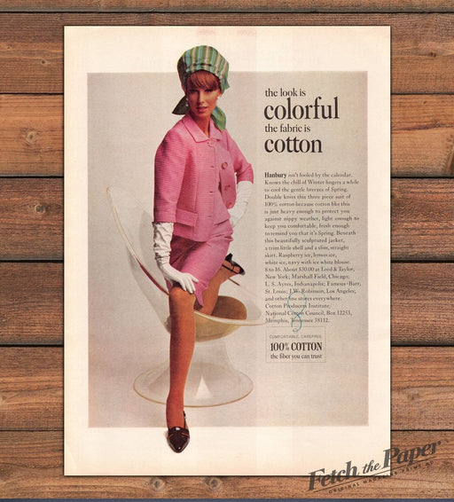 Hanbury Cotton Suit Pink Legs Clear Chair Green Headscarf Print Ad 1965 1960s