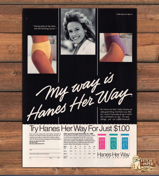 Hanes Her Way Underwear 1980s Print Advertisement Ad 1989 Lingerie