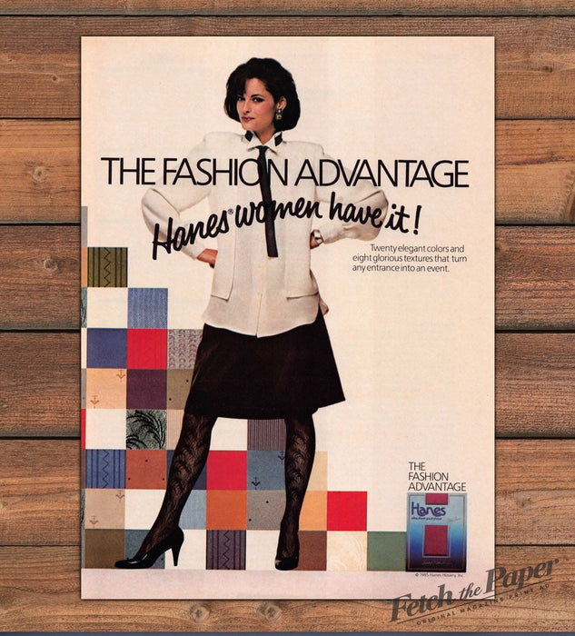 Hanes Sheer Pantyhose Hosiery Fashion 1980s Print Advertisement Ad 1985