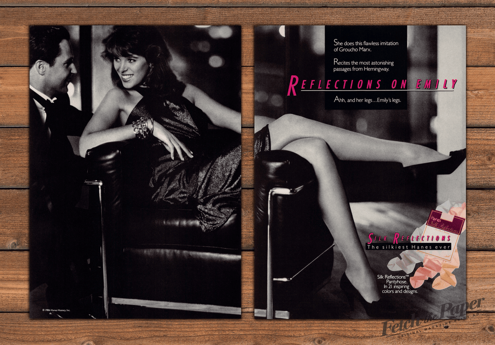 Hanes Silk Reflections Hosiery Emily 1980s Print Advertisement (2 Pages) 1988