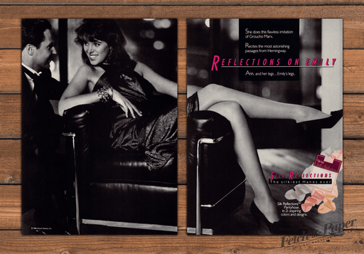 Hanes Silk Reflections Hosiery Emily 1980s Print Advertisement (2 Pages) 1988