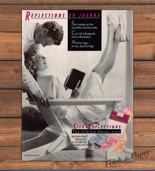 Hanes Silk Reflections Hosiery Woman Reading Book 1980s Print Ad 1988