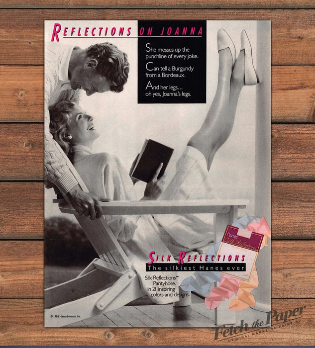Hanes Silk Reflections Hosiery Woman Reading Book 1980s Print Ad 1988