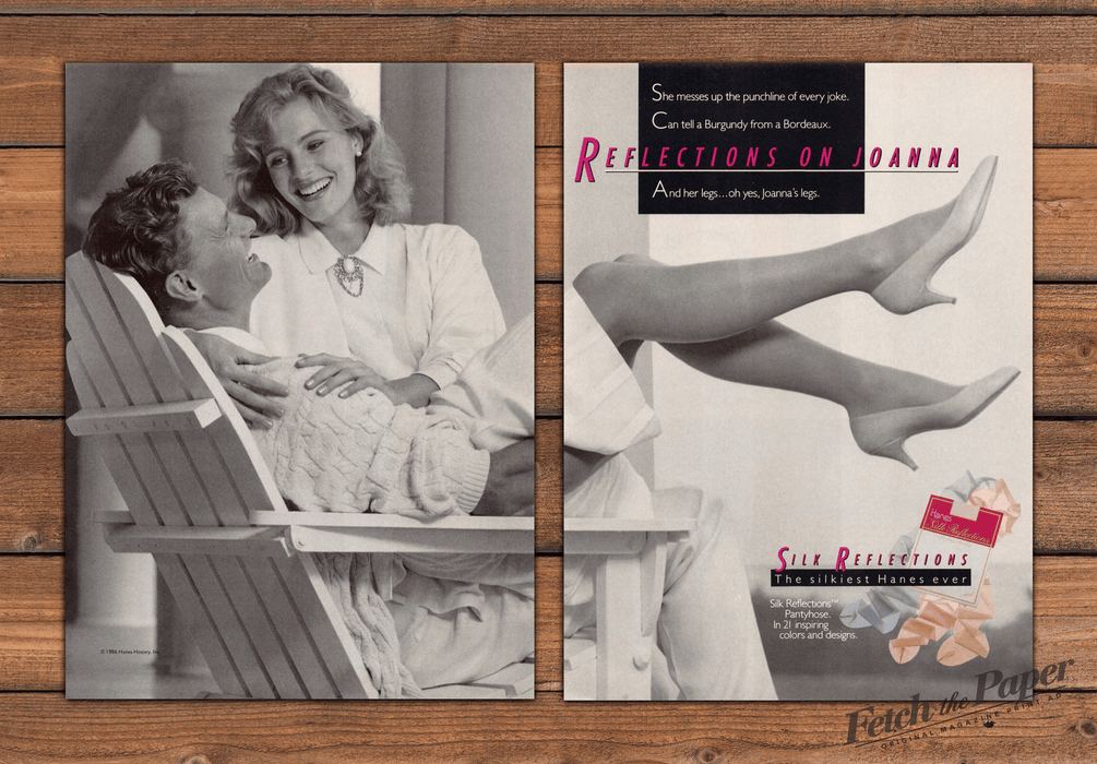 Hanes Silk Reflections Pantyhose Legs Joanna Print Ad 1987 1980s (2pgs)