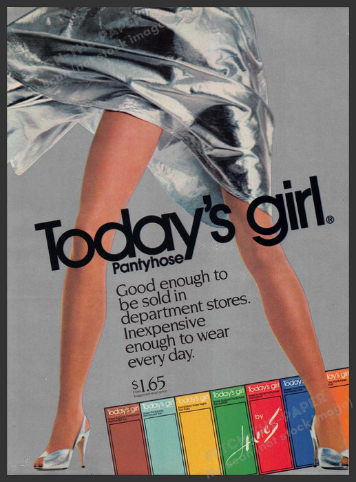 Hanes "Today's Girl" 1980s Print Advertisement 1984 Legs Panyhose Hosiery Fetch-the-Paper