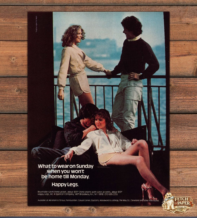 Happy Legs What to Wear on Sunday Bare Legs Heels Couple Print Ad 1978 1970s