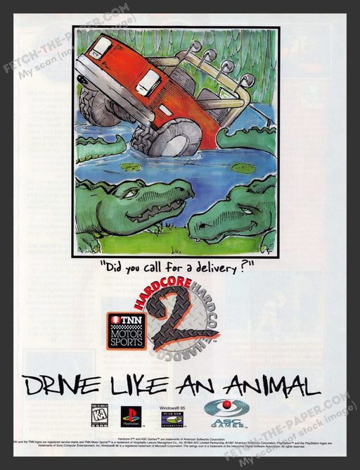 Hardcore 2 (Aligators) 1990s Video Game Print Advertisement Ad 1997