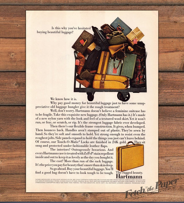 Hartmann Luggage Cart Piled Bags Rugged Beauty Briefcase Print Ad 1968 1960s