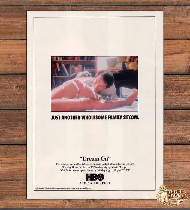 HBO Dream On TV Series Couple Bed Comedy Print Ad 1991 1990s