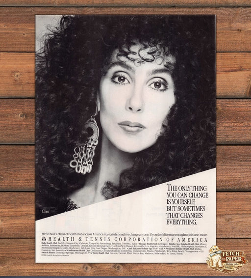 Health & Tennis Corp Cher Big Hair Close-Up Portrait Print Ad 1988 1980s