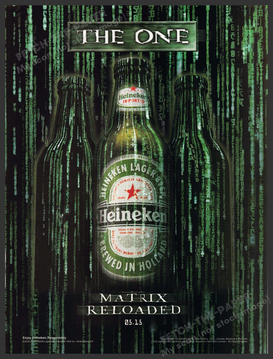 Heineken Matrix Reloaded 2000s Print Advertisement 2003 "The One" Fetch-the-Paper