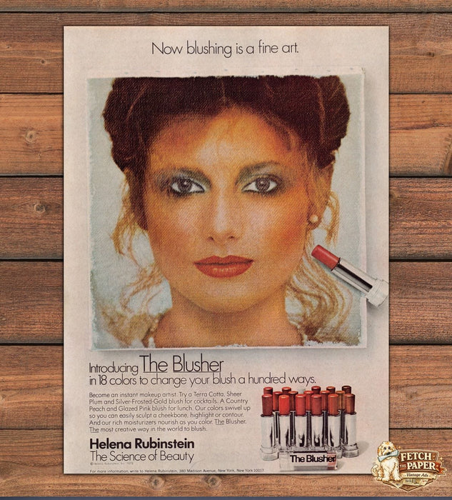 Helena Rubinstein The Blusher Fine Art Close Up Face Print Ad 1978 1970s