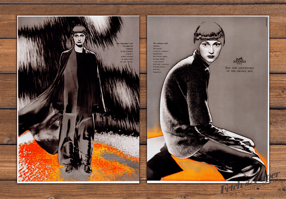 Hermes Paris "New Adventures Of The Orange Box" Print Ad 1998 1990s (2pgs)