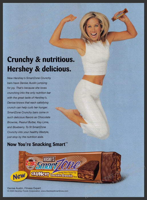 Hershey's SmartZone Crunchy Bars 2000s Print Advertisement 2005 Denise Austin Fetch-the-Paper