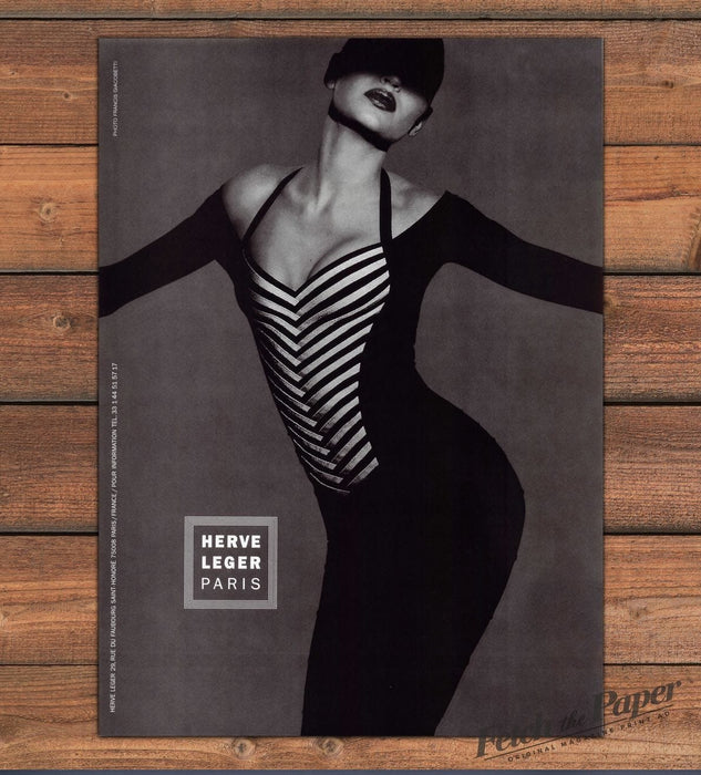 Herve Leger Paris Bandage Dress Black And White Print Ad 1997 1990s