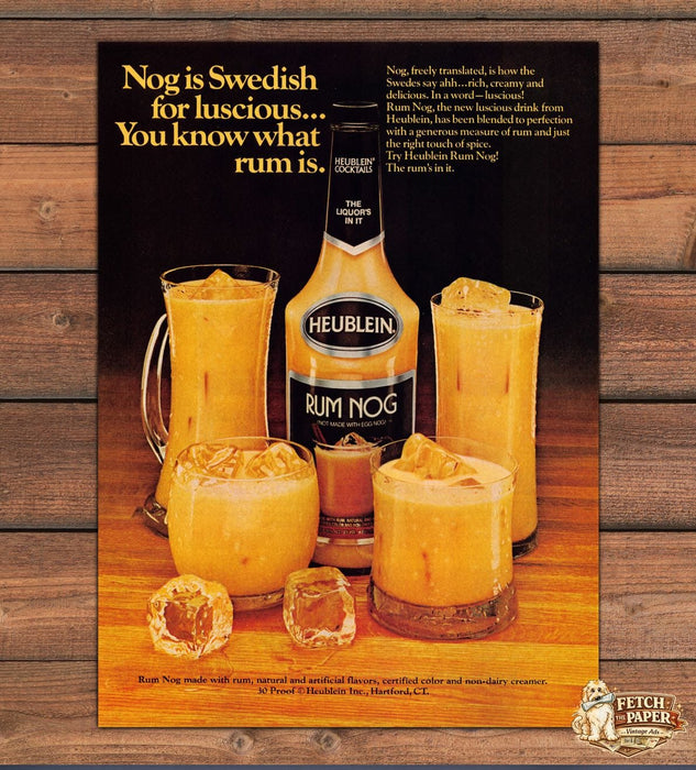 Heublein Rum Nog Cocktail Ice Cream Drinks Swedish Luscious Print Ad 1979 1970s