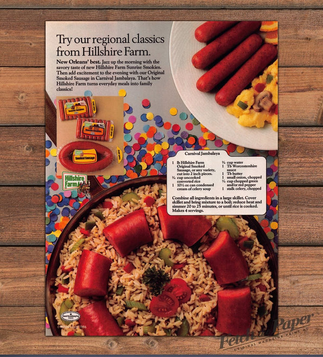Hillshire Farm Smoked Sausage Jambalaya Recipe Confetti Print Ad 1987 1980s