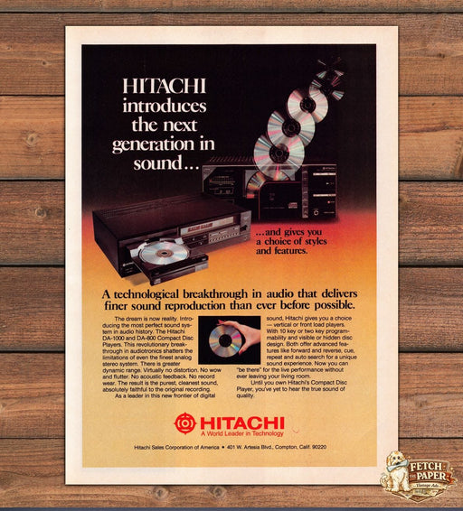 Hitachi DA-1000 and DA-800 CD Players 1980s Print Advertisement Ad 1983
