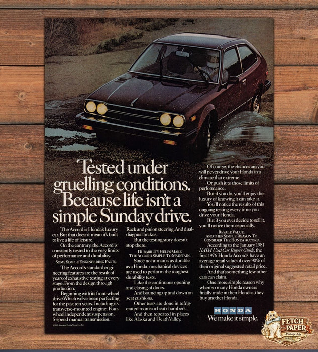 Honda Accord Tested Gruelling Conditions Performance Print Ad 1981 1980s