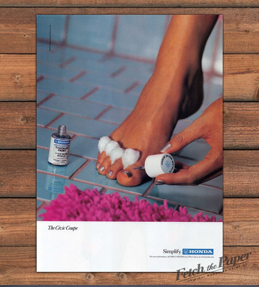 Honda Civic Coupe Touch-Up Paint Toenail Polish Print Ad 1998 1990s